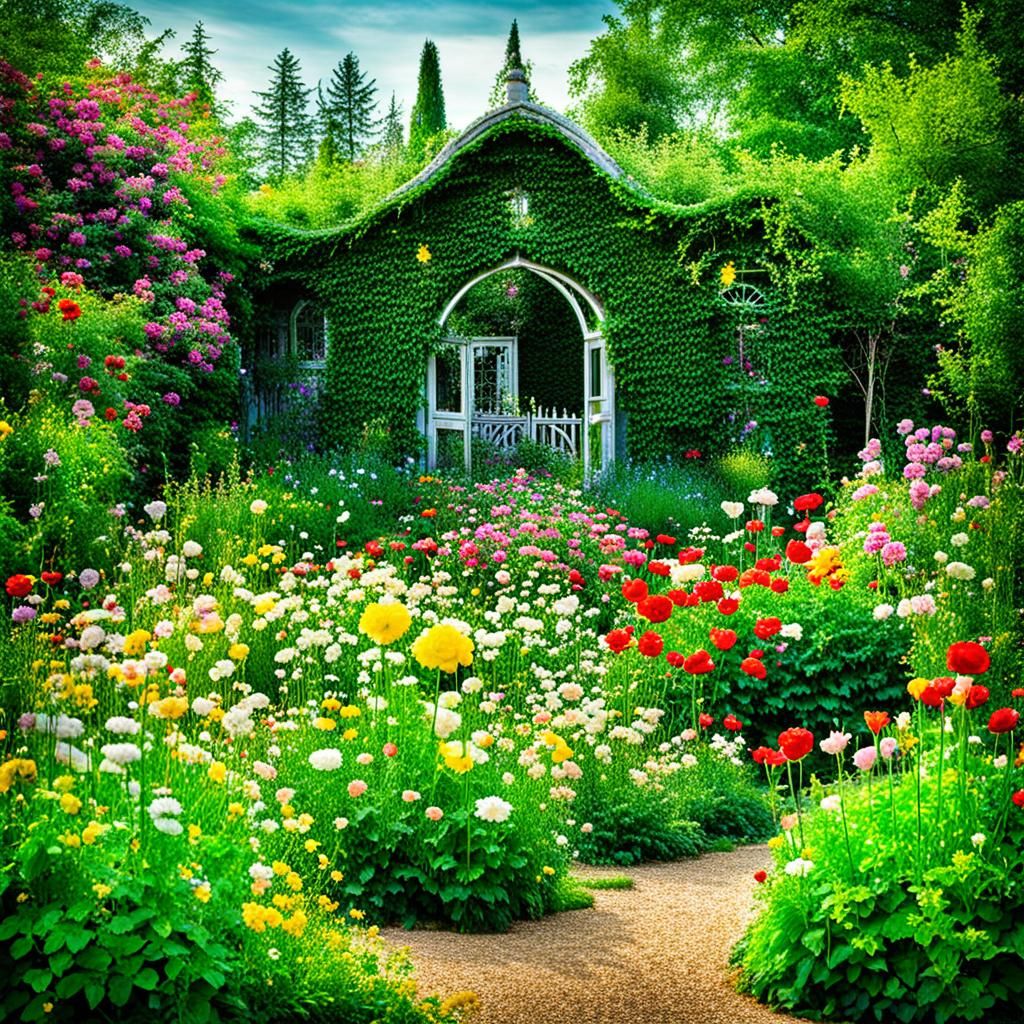 Enchanting Secret Flower Garden Scene