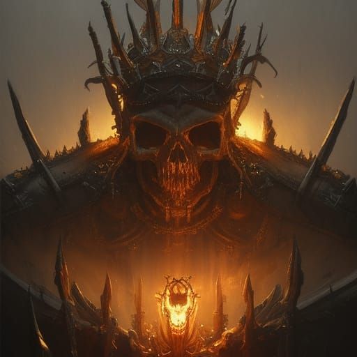 Skull King with Gold Crown in Dark Fantasy Style