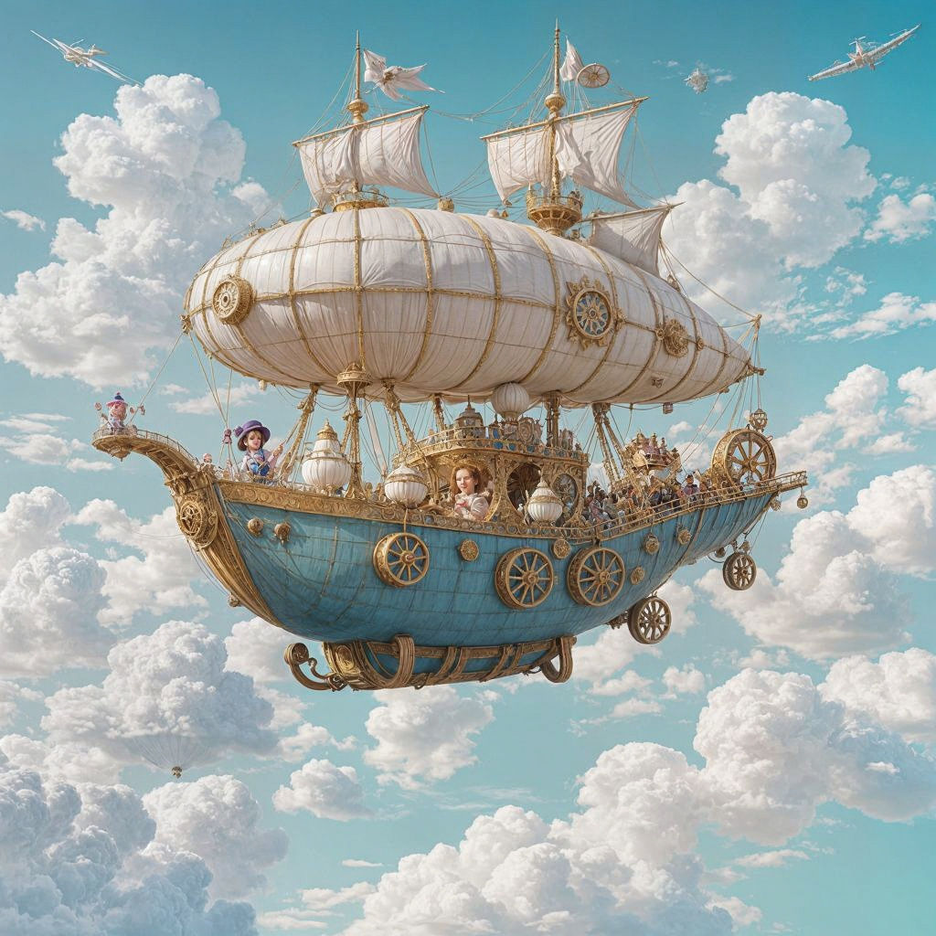 Teapot Airship with Singing Teacups, Ghibli Style