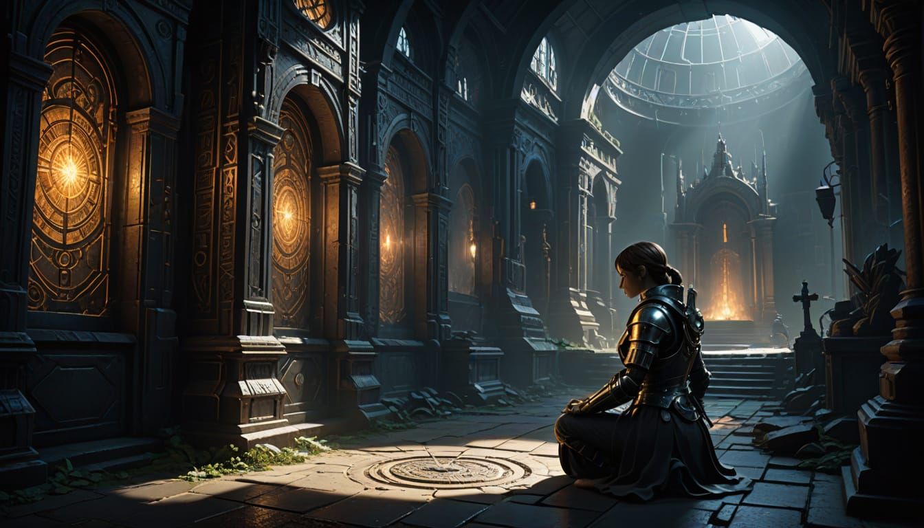 Joan of Arc in Time Portal with MIB Agents - Sci-Fi Art