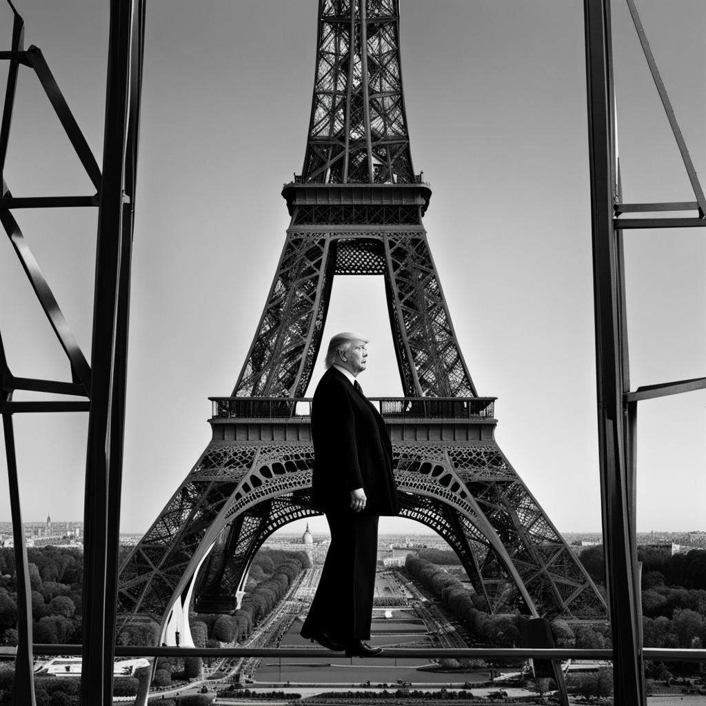 Trump Climbs Eiffel Tower: An AI Generated Image
