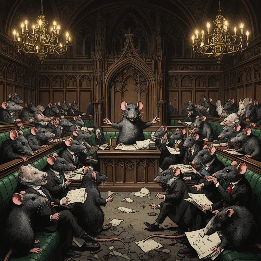 Rats Replace Politicians in Gothic House of Commons