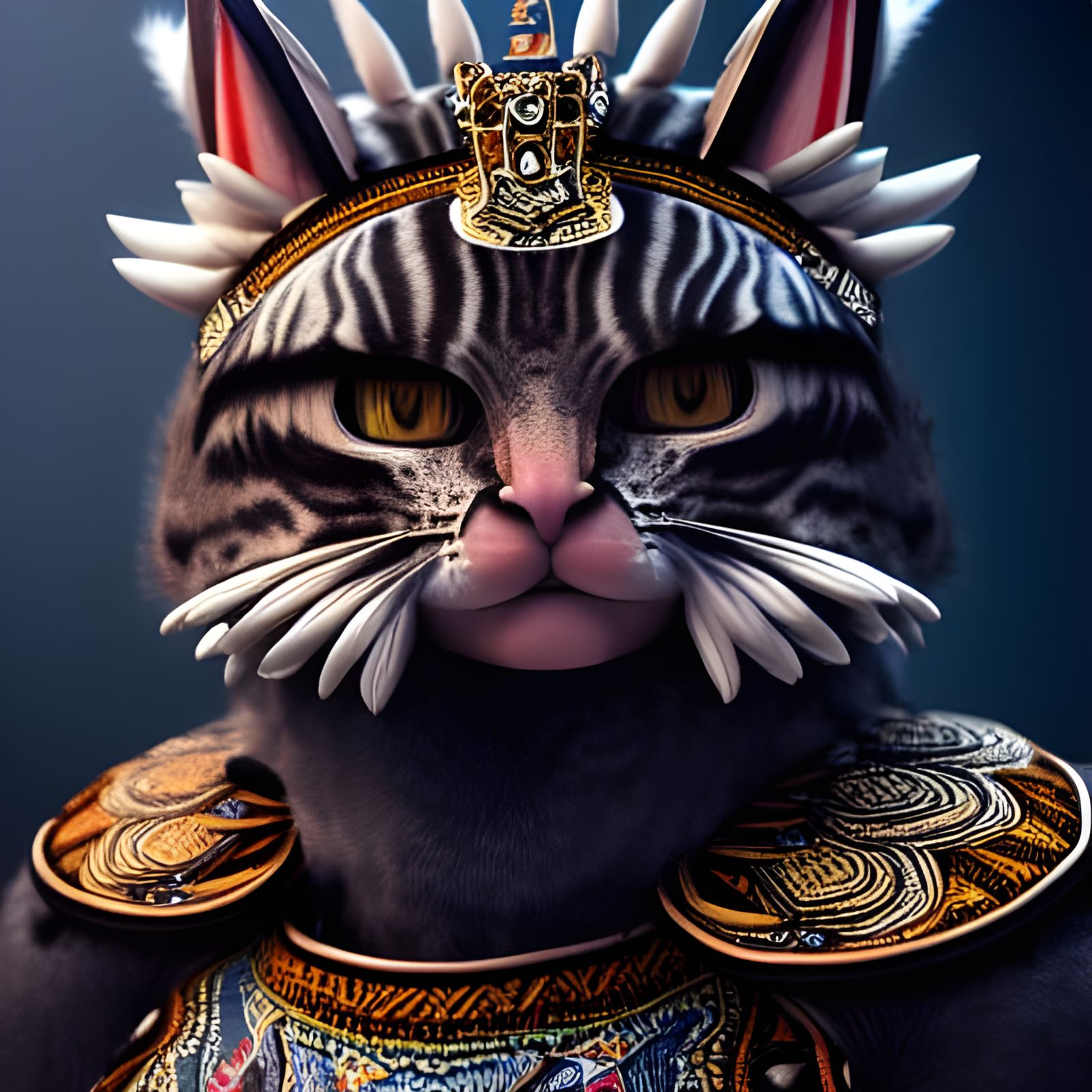 Surreal Tribal Warrior in Vibrant HyperRealistic Regalia