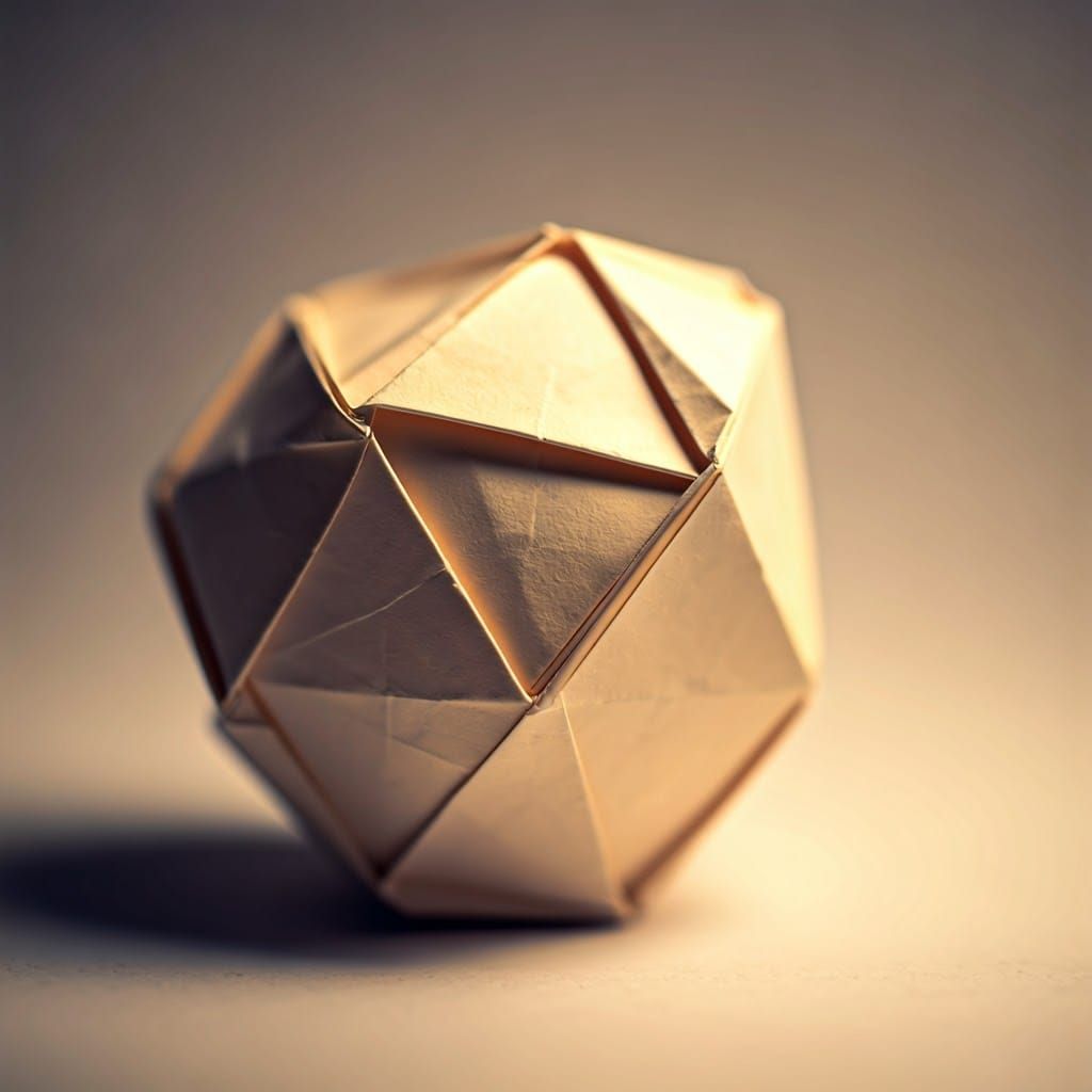 Origami Paper Sculpture in Soft Focus, 8K Resolution