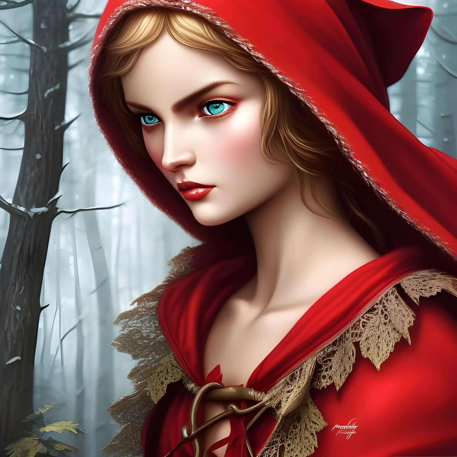 Little Red Riding Hood: Hyperrealistic Digital Portrait
