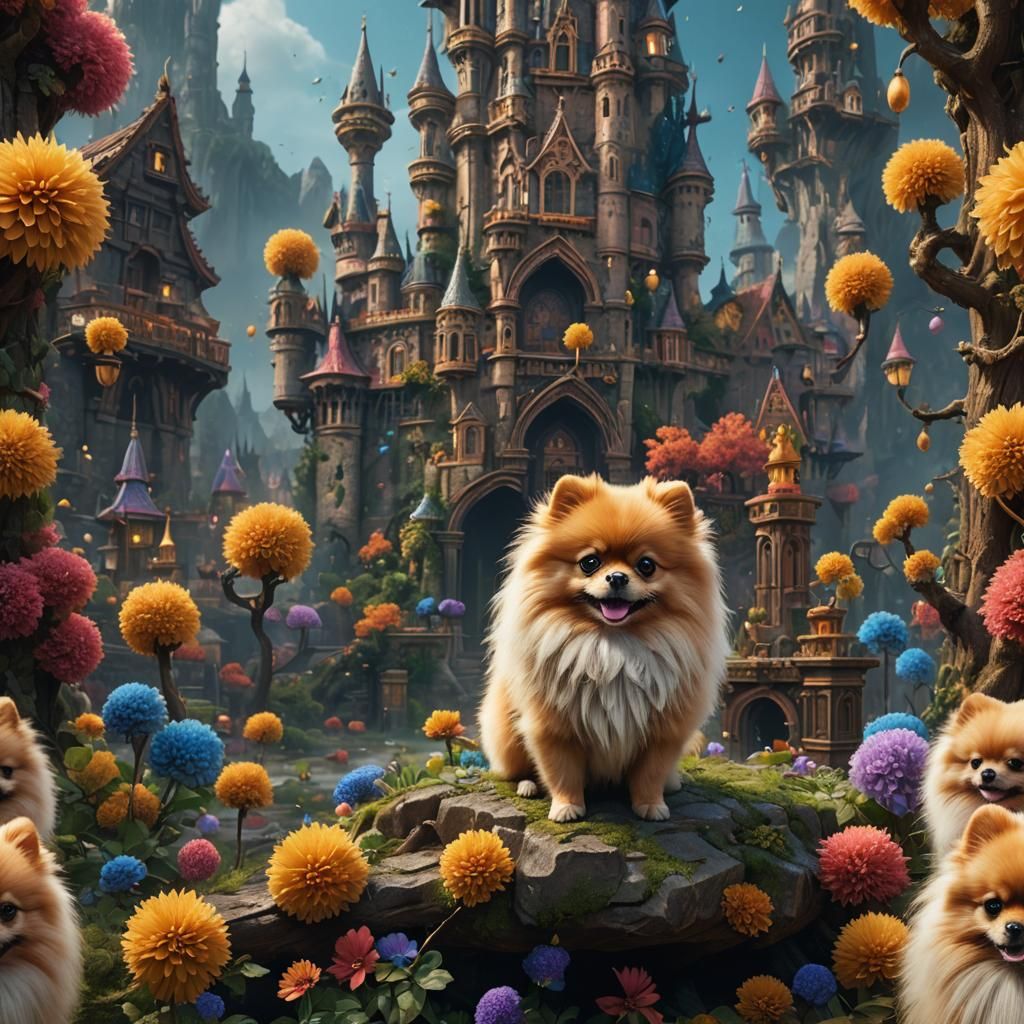 Detailed Pomeranian Fantasy Concept Art
