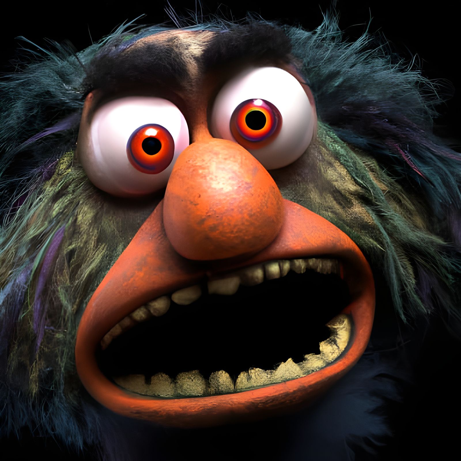 Scary Hyperrealistic Grover Muppet in Stop Motion