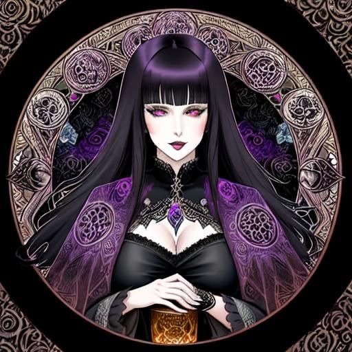 Gothic Princess in Alcohol Ink Illustration