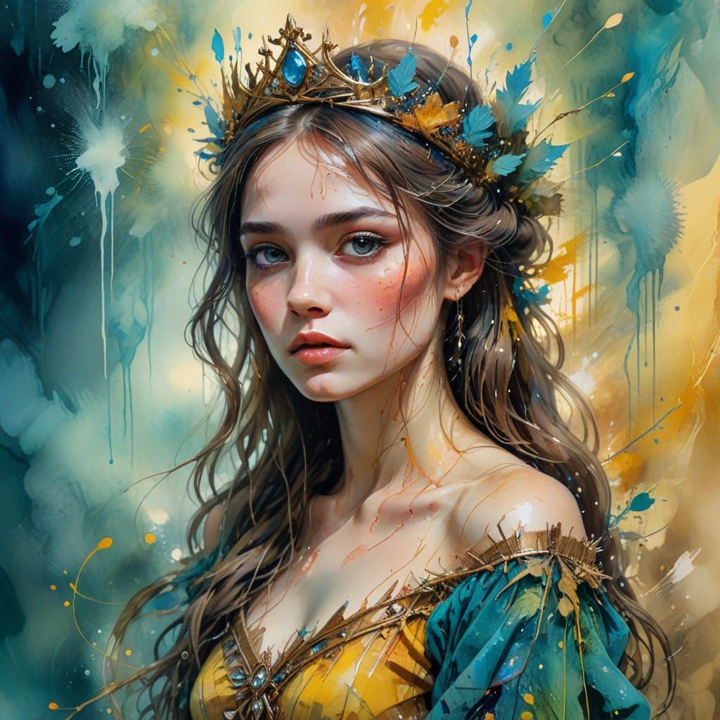 Princess in Watercolor, Carne Griffiths Style