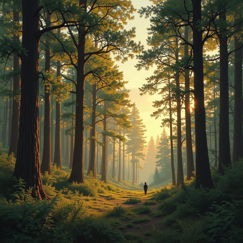 Detailed Matte Painting of a Lush Forest