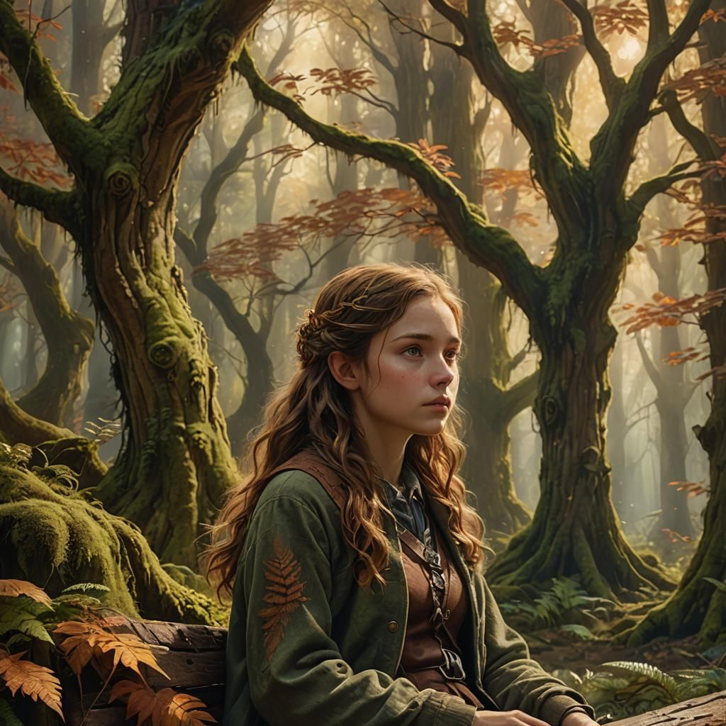 Girl in Magical Forest: Fantasy Concept Art