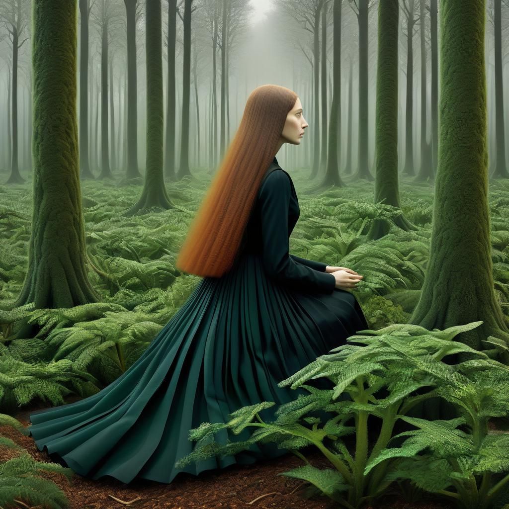 Mythical Desert Forest: Digital Collage in 8K