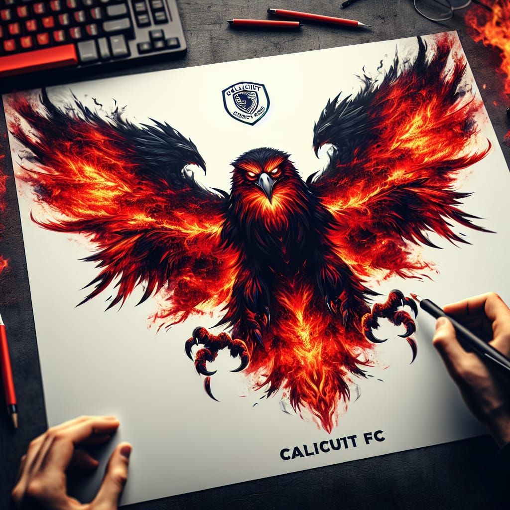 Fiery Devil Eagle with Calicut FC Text Matte Painting