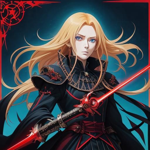 Swords Piercing Heart with Anime Girl: Key Visual