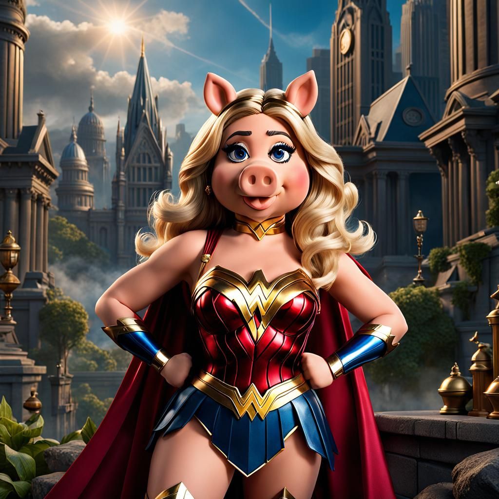 Miss Piggy as Wonder Woman: Heroic Fantasy Art