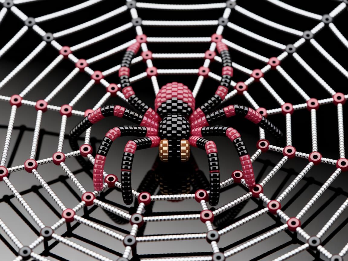 Stylized Bead Spider on Elaborate Web