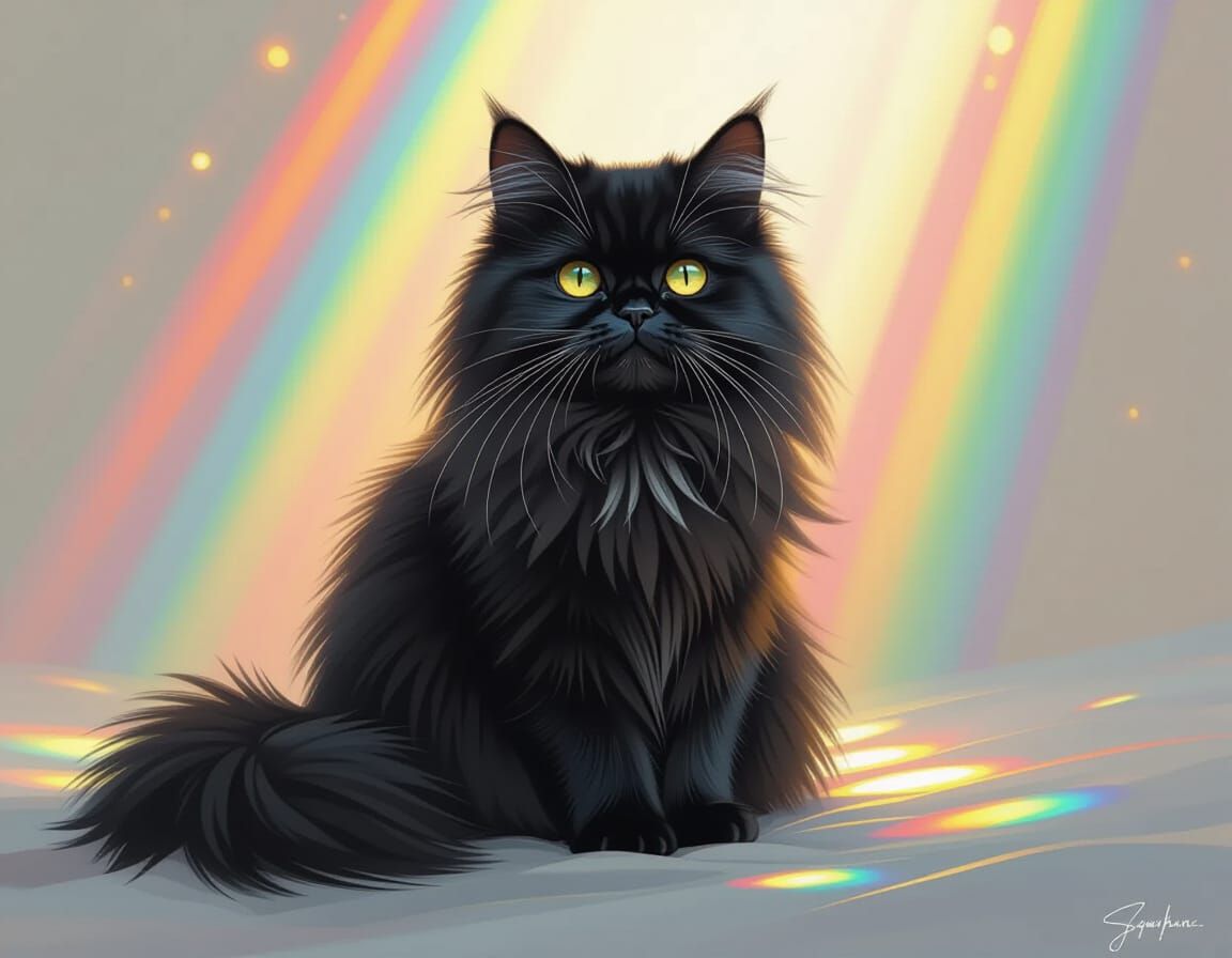 Regal Persian Cat in Refracted Rainbow Light