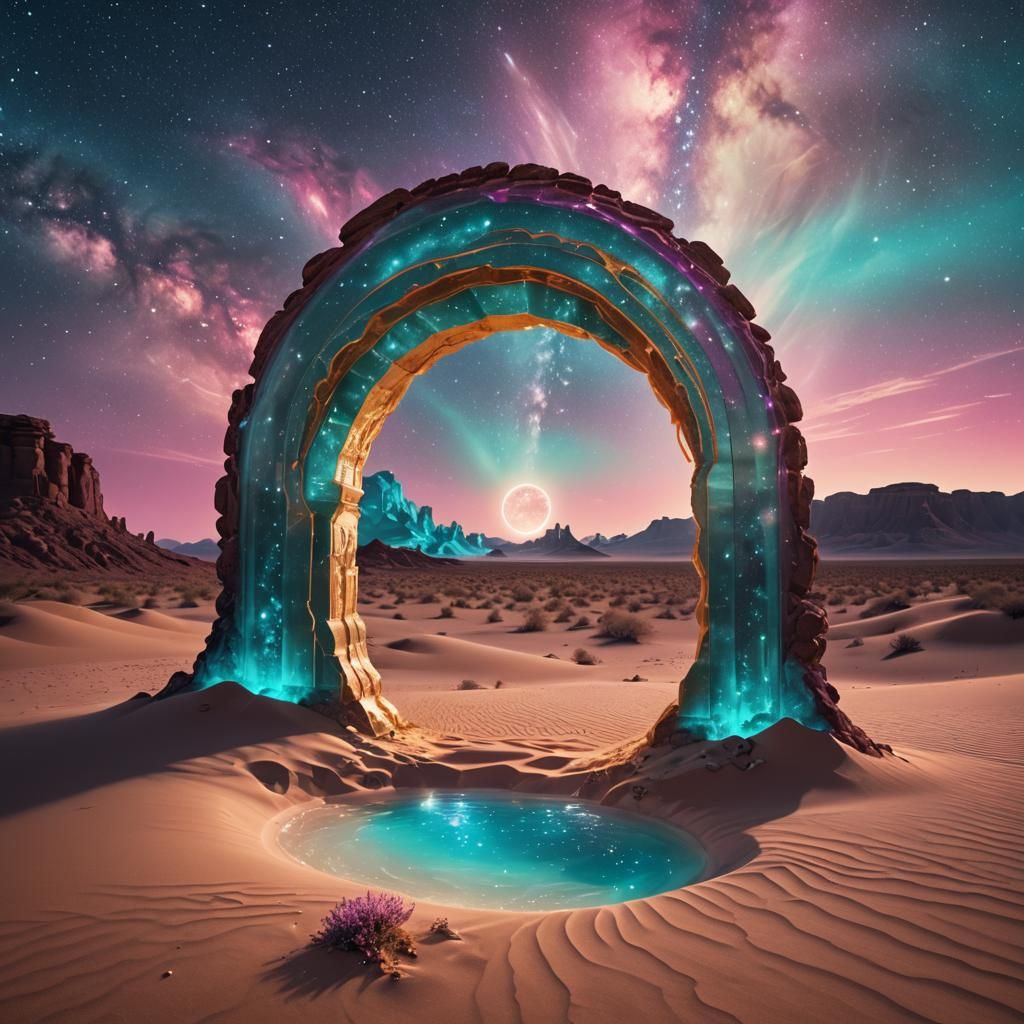 Surreal Desert Portal Unveiled in Ethereal Glow