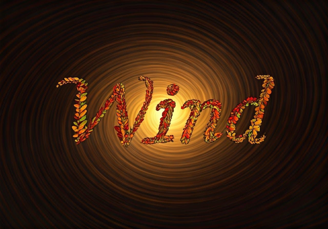 Autumnal Wind Lettering in Art Nouveau Style
