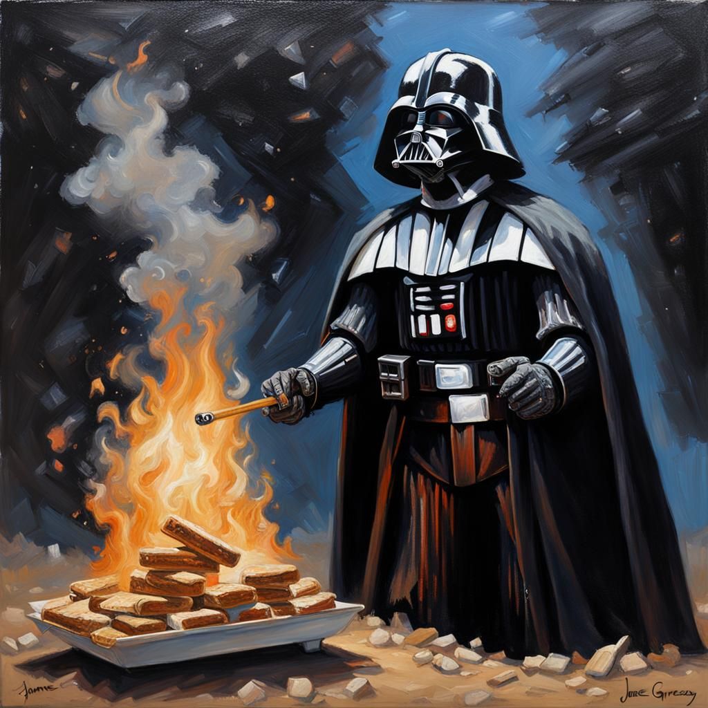 S'more Vader: Oil Painting in Gurney Style