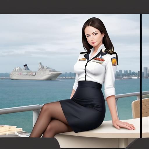 Anime Naval Officer in Tropical City Restaurant
