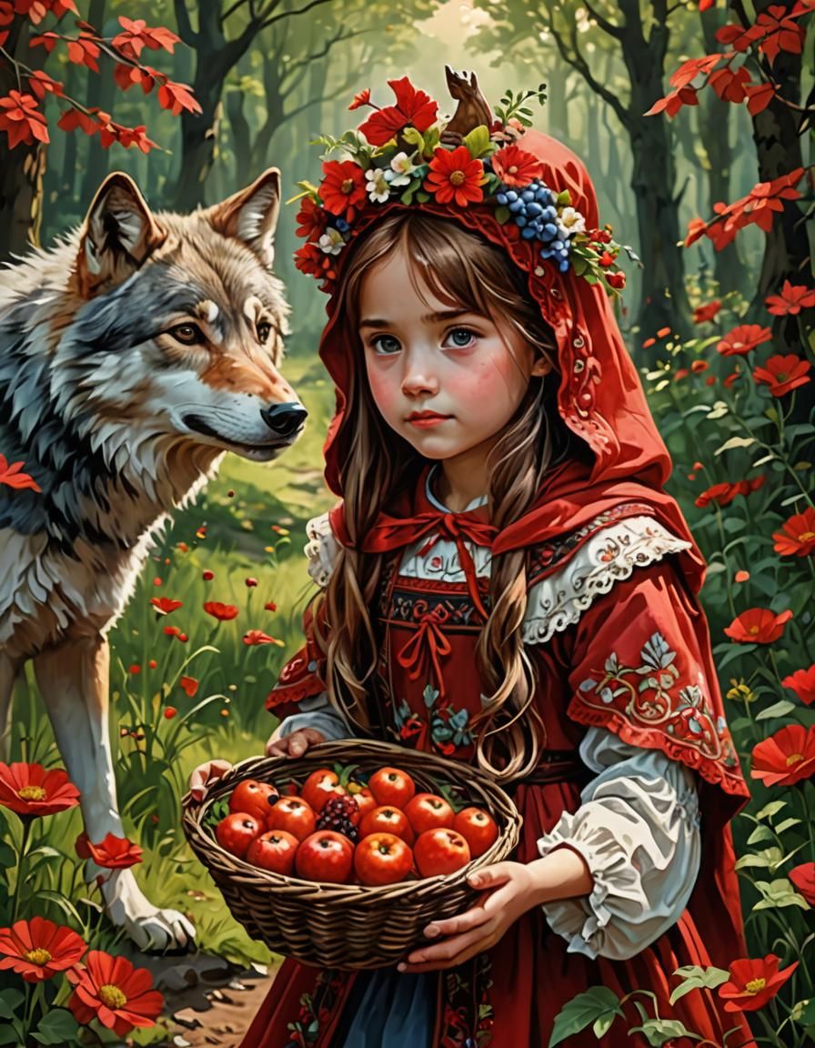Little Red Riding Hood in a Magical Forest