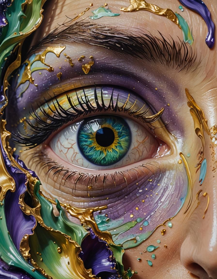 Surreal Eye Close-up with Heterochromia