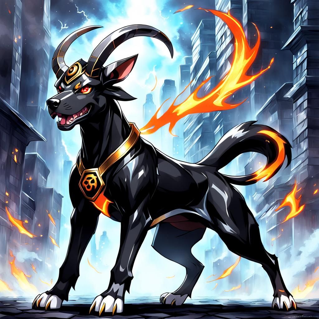 Houndoom in Anime Key Visual Style