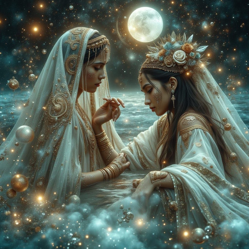 Mystical Tattoo Ritual in Dreamlike Setting