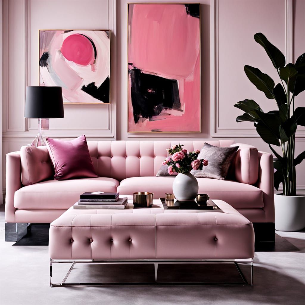 Pink Haired Woman on Sofa in Gerhard Richter Style