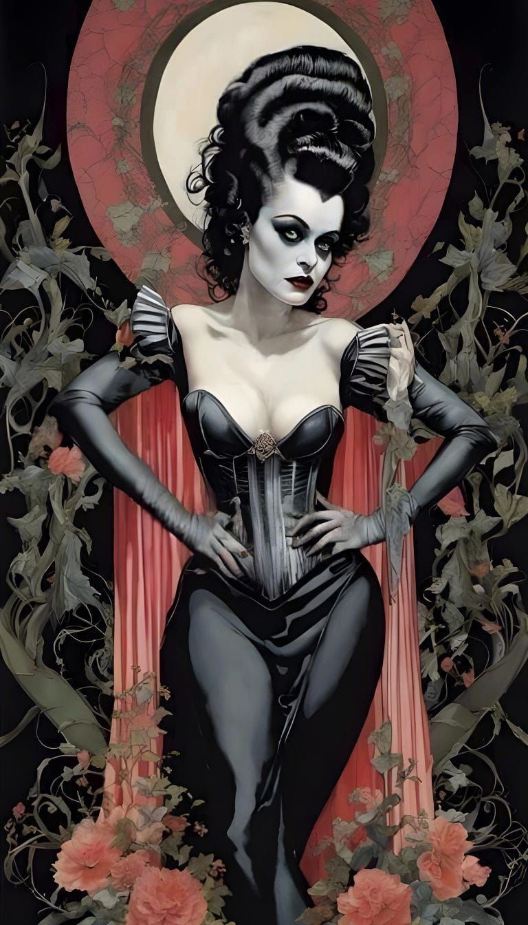 Gorgeous Bride of Frankenstein in Art Deco Style