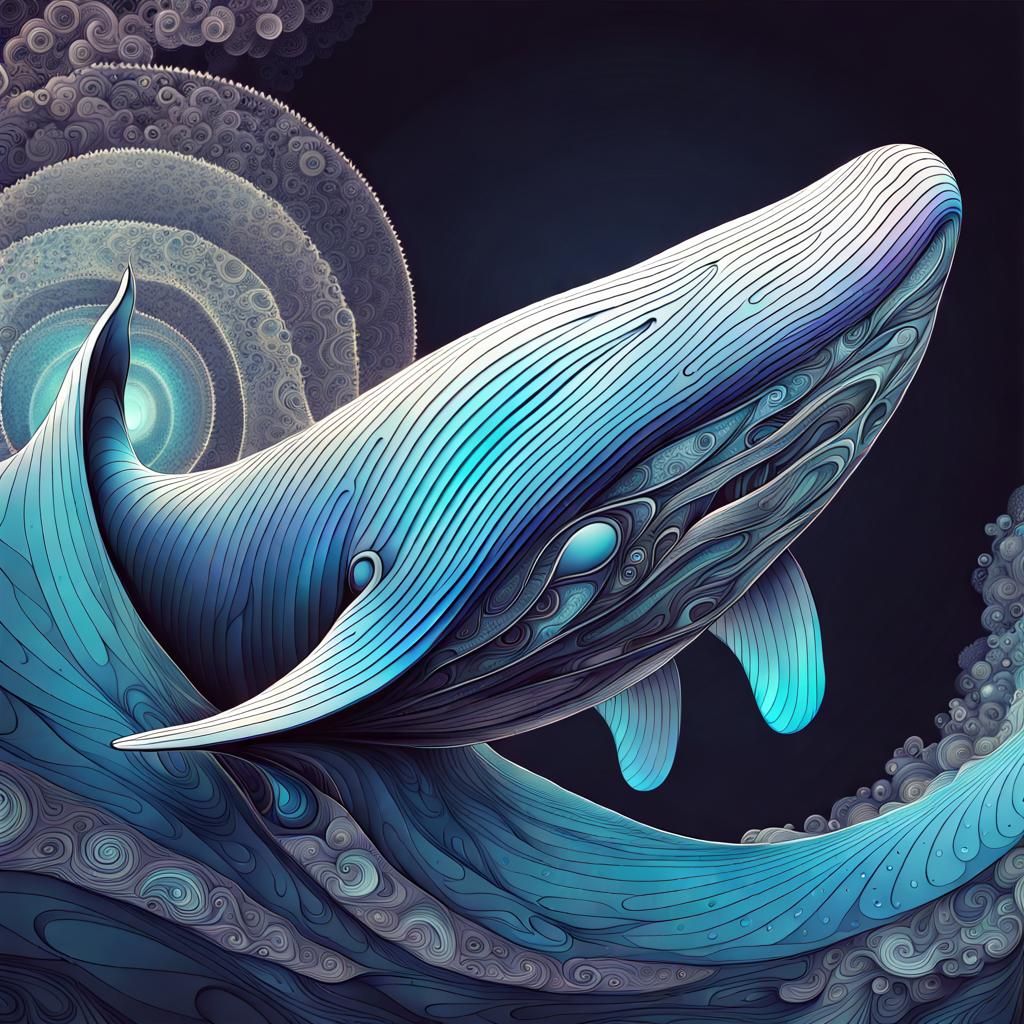 Futuristic Space Whale in Abstract Fractal Style