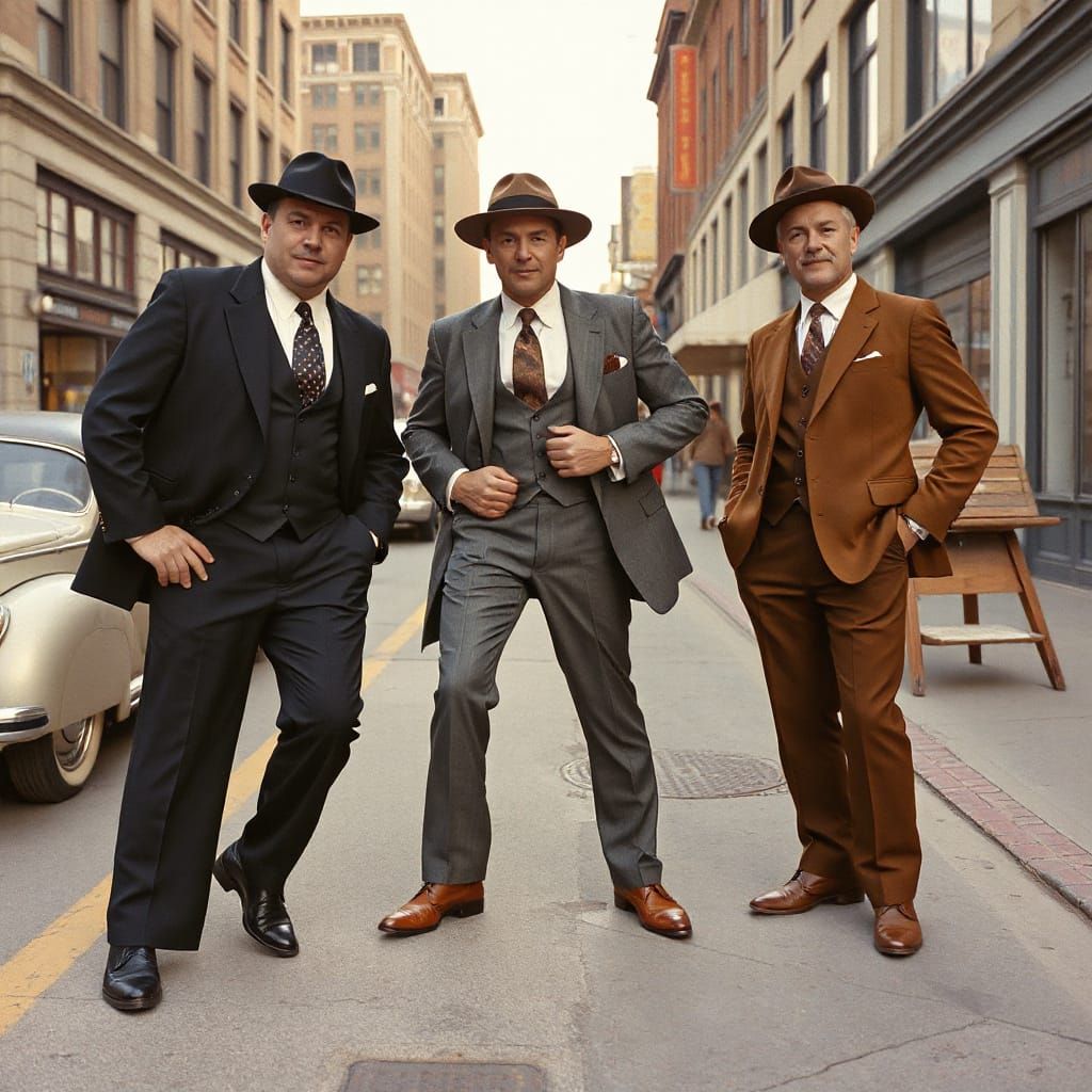 Men's 1950s Fashion in Retro Illustration Style