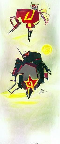 Soviet Mecha Robot in Abstract Cartoon Style