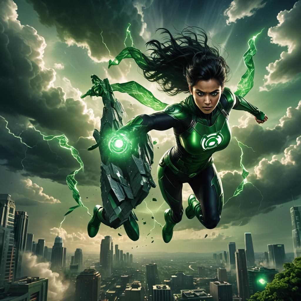 Epic Female Superhero Soars in Vibrant Green Lantern Cinemat...