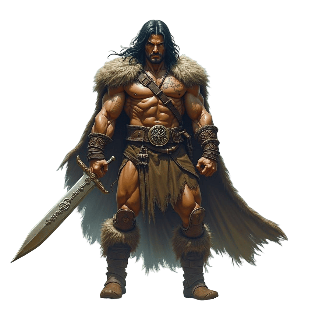 Barbarian Warrior in Ancient Landscape