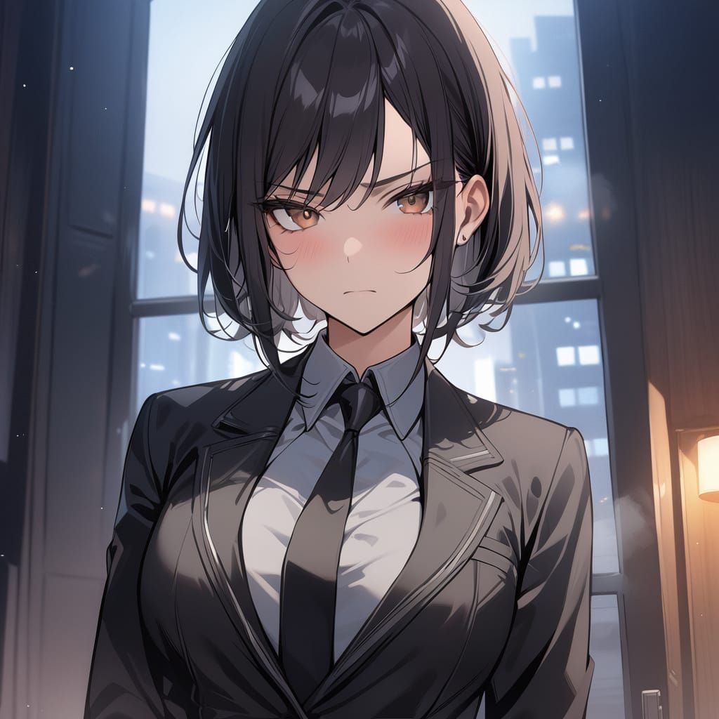 Formal Young Woman with an Annoyed Expression