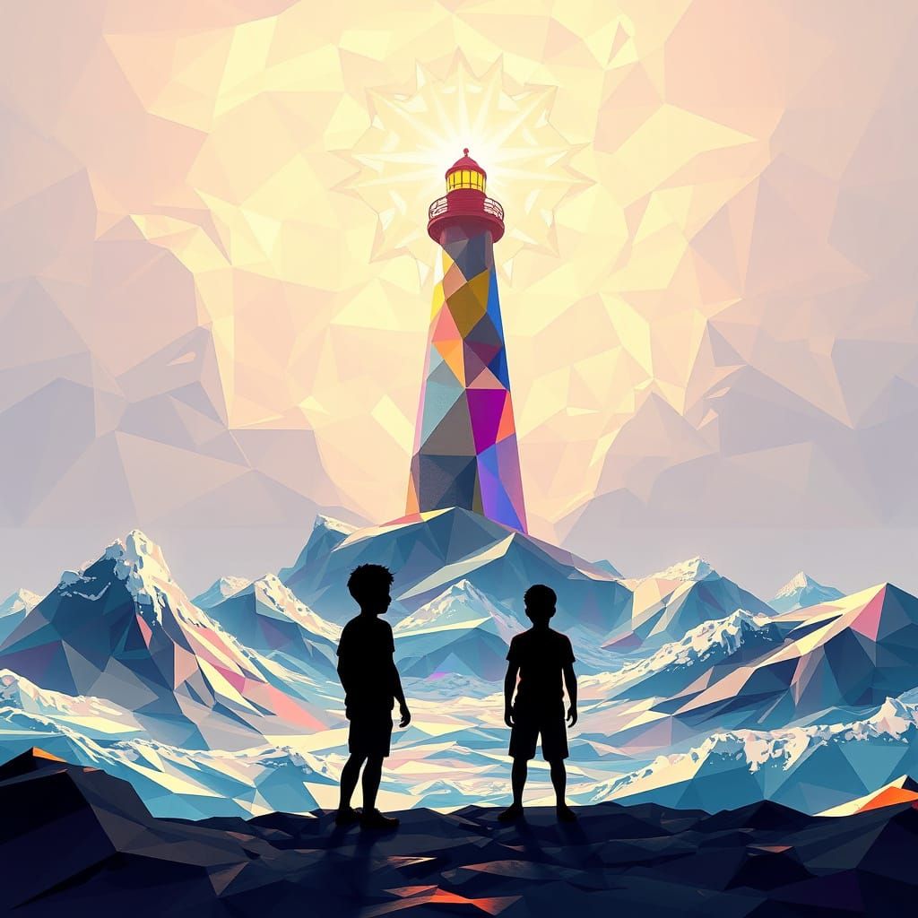 Cubist Low-Poly Masterpiece: Geometric Dreamscape with Trian...