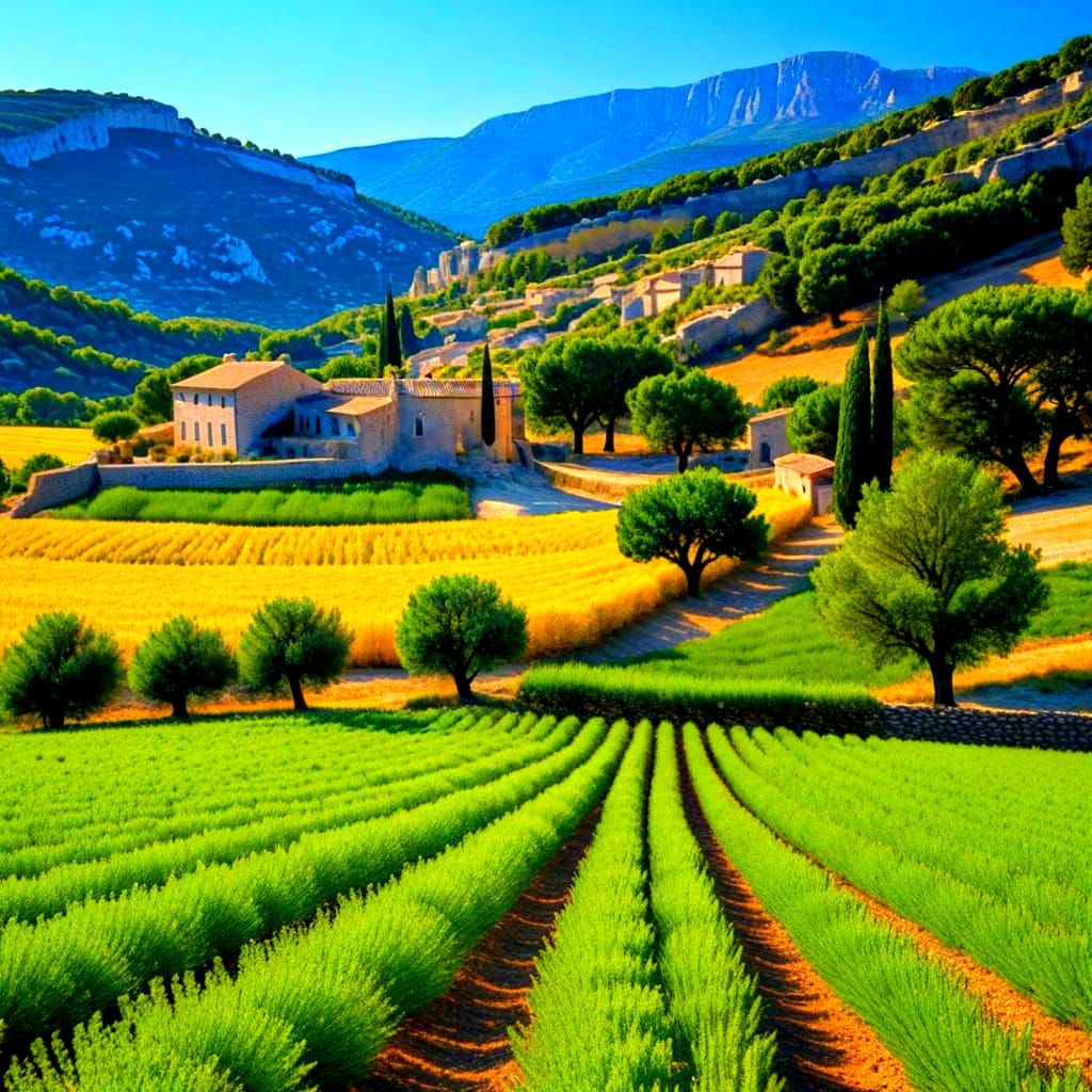 Lavender Fields of Provence in Vibrant Colors