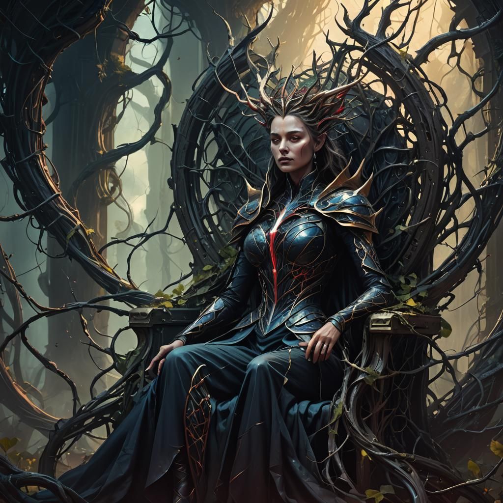Thorn Queen on Throne: Fantasy Concept Art