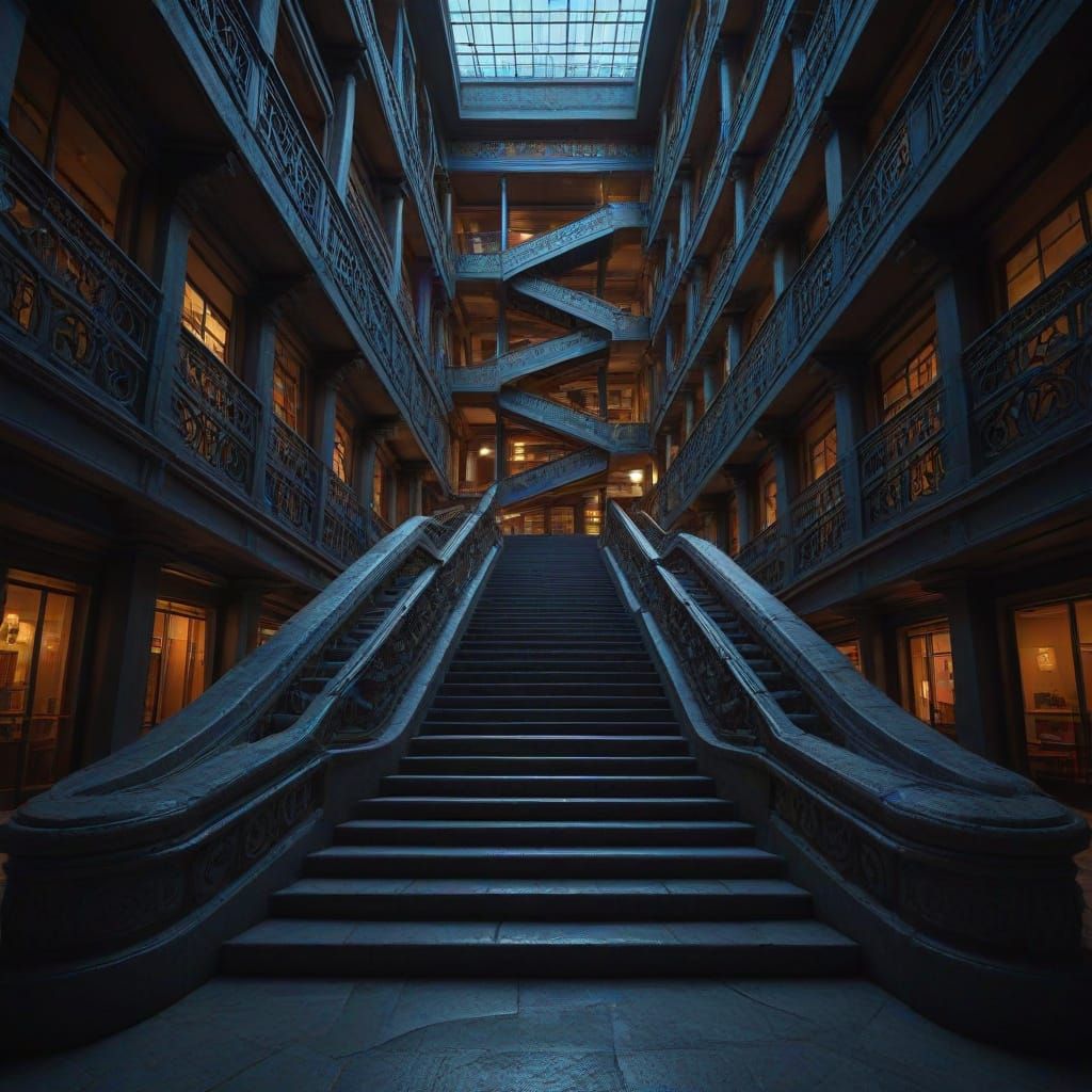 Escheresque Surrealism: Infinite Staircase Optical Illusion