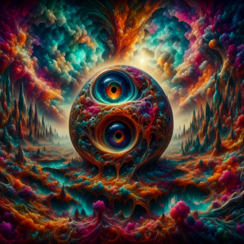 Psychedelic Alien Entity with Bizarre Eyes