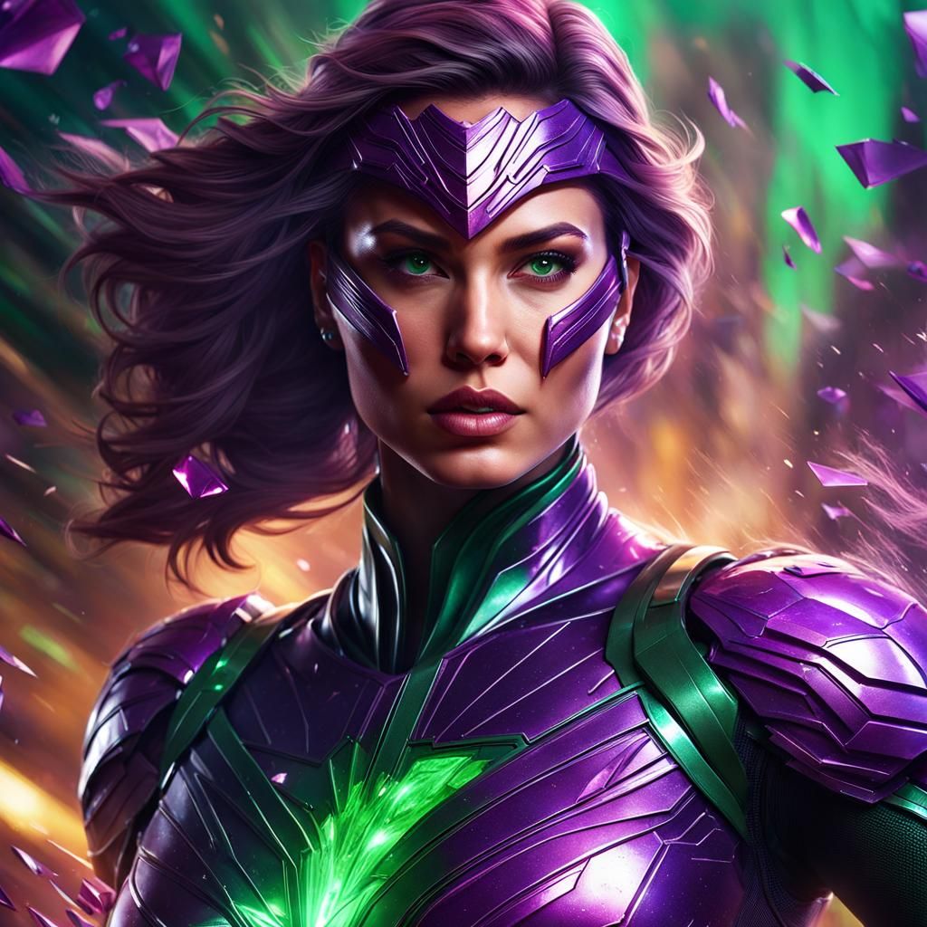 Armored Superhero Runs Through Shattered Glass