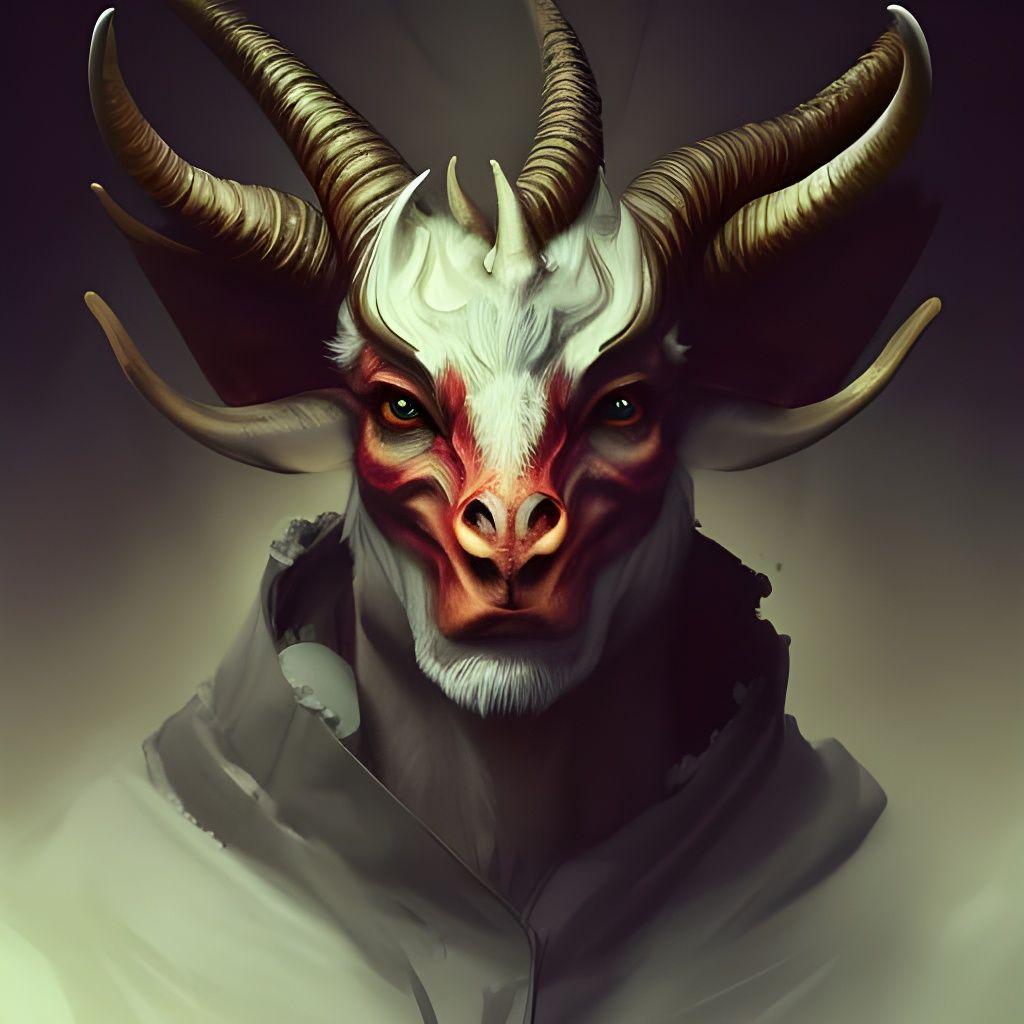 Eldritch Devil Goat Portrait in Hyperdetailed Style