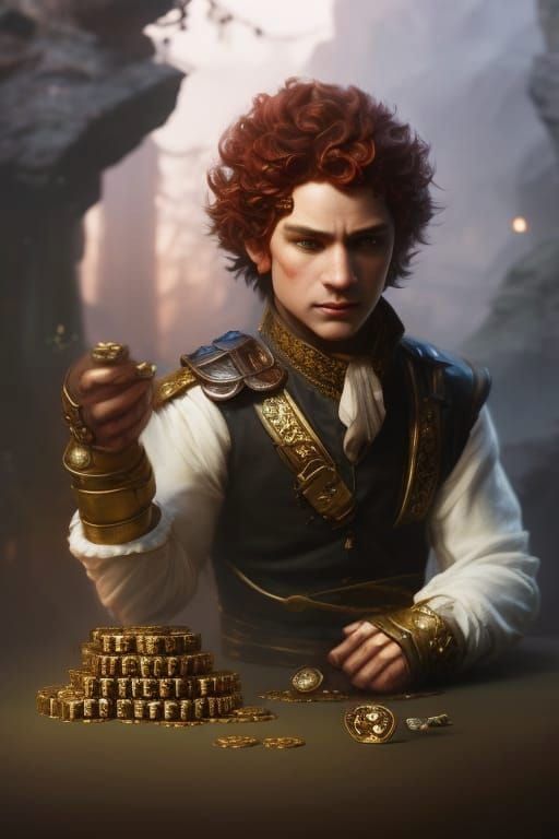 Handsome Halfling Gambler with Copper Skin