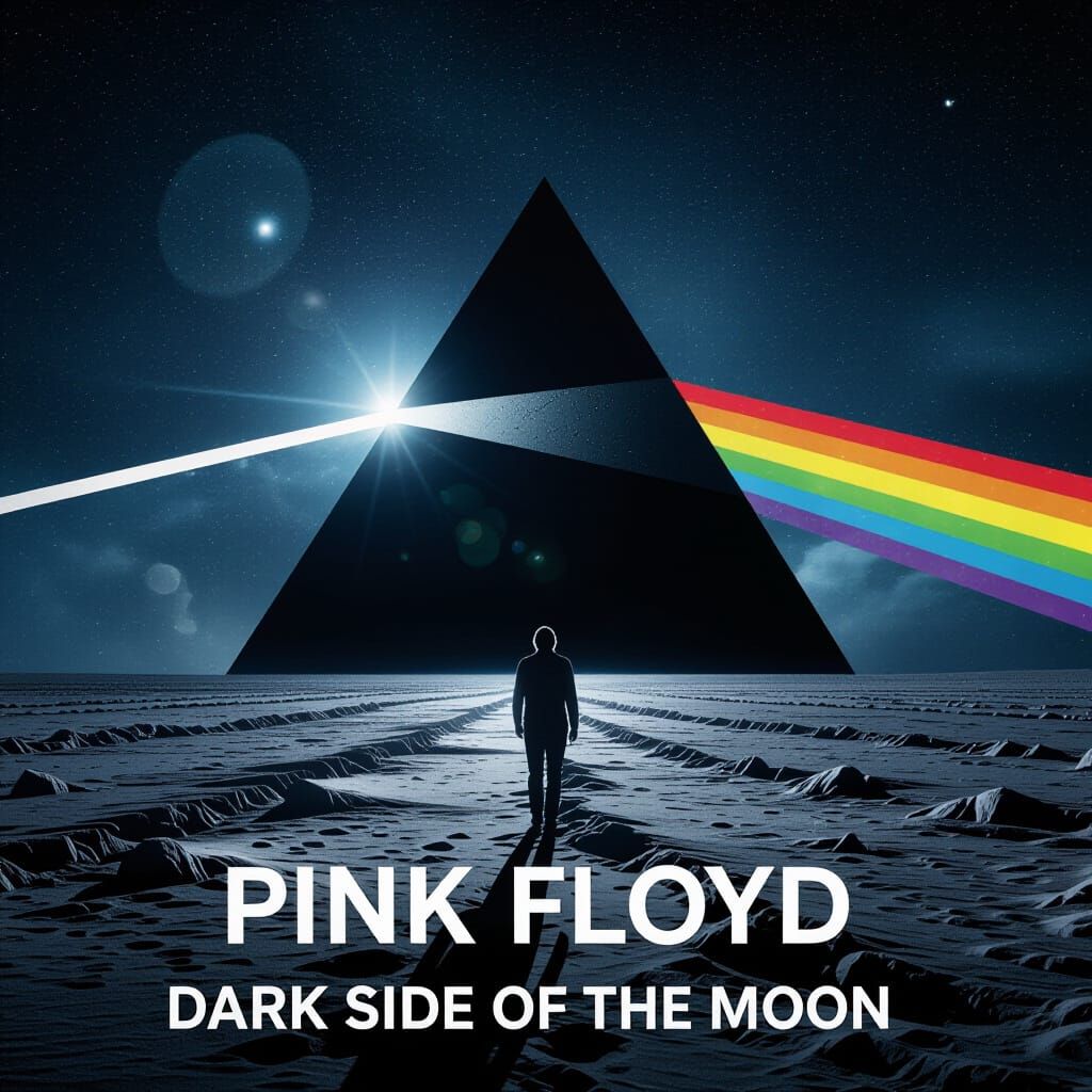 Hyperrealistic Album Cover for Pink Floyd's Dark Side