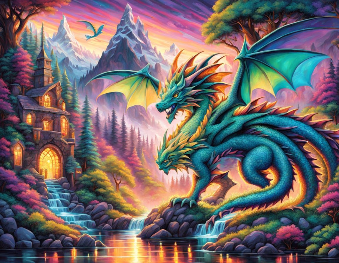 Crystal Dragon Emerge from Ethereal Cave