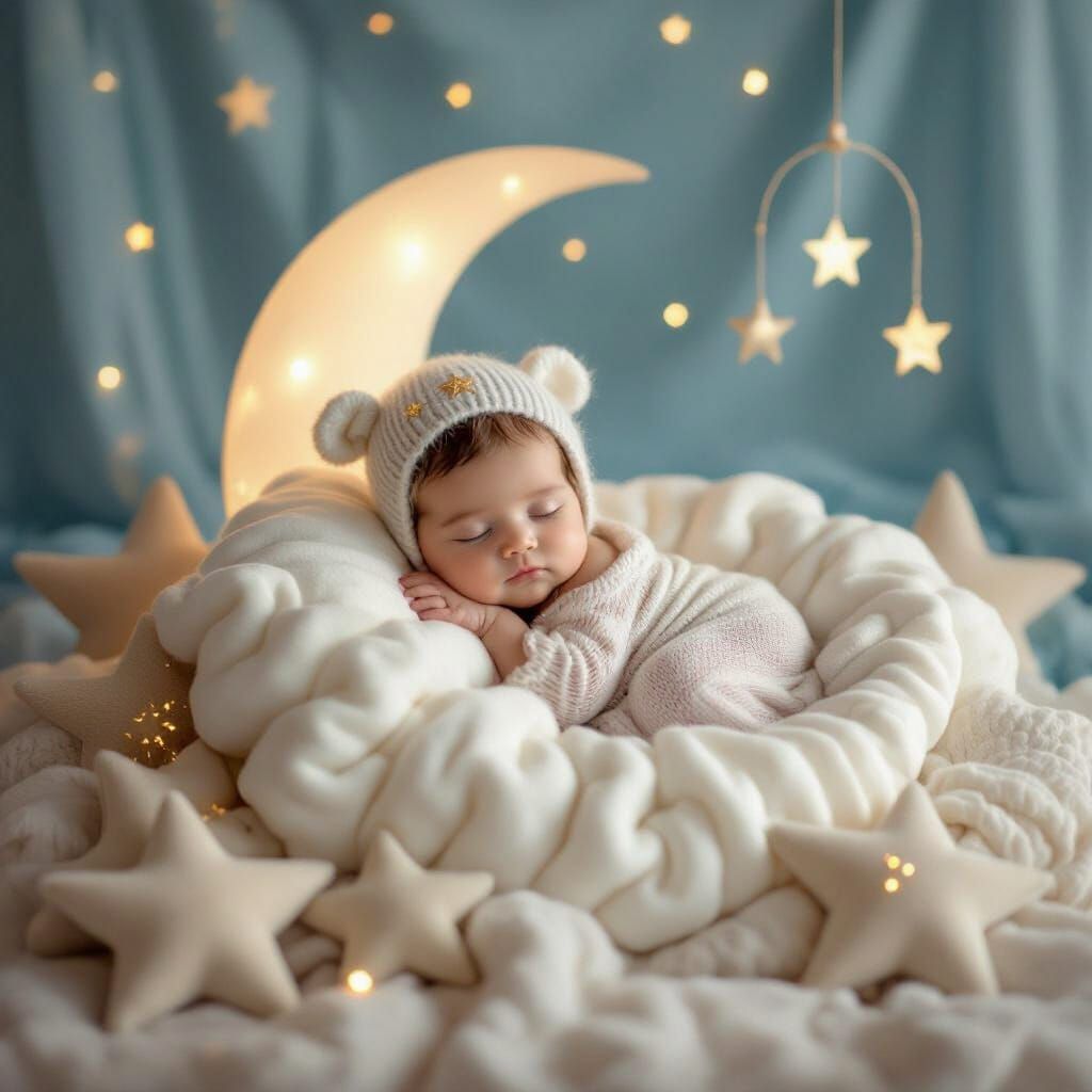 Celestial Newborn Dreamscape: Ethereal Baby Portrait
