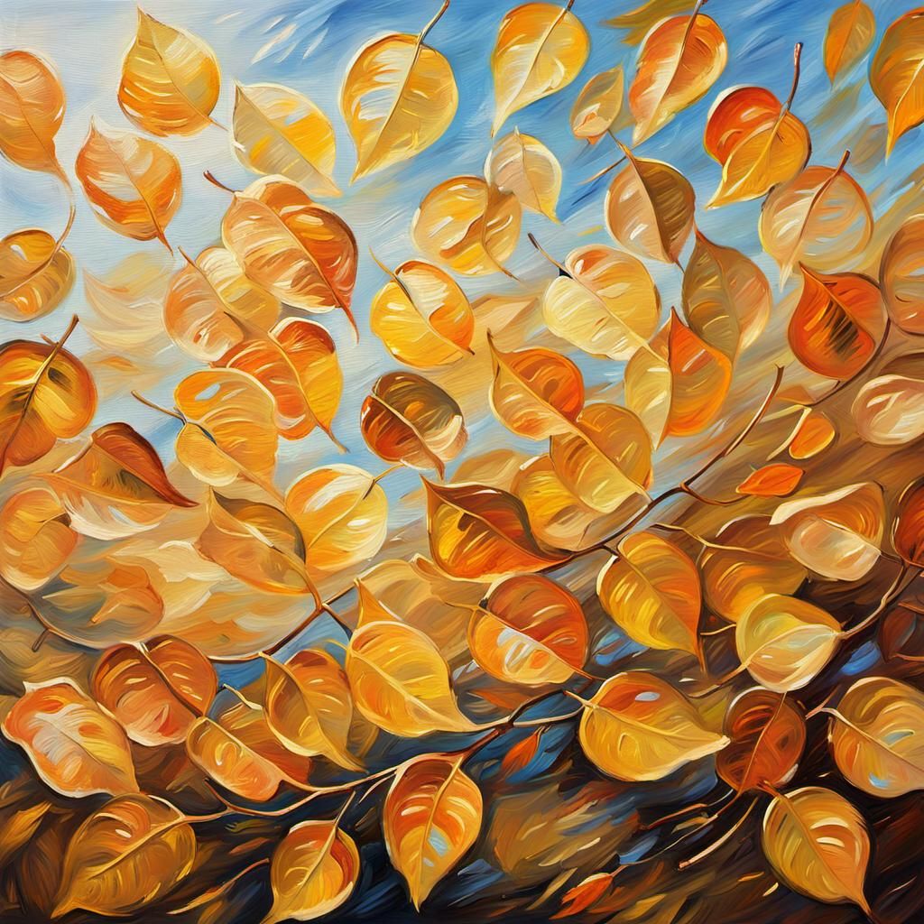 Golden Leaves Dance: An Impressionistic Oil Painting
