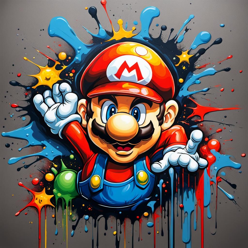Super Mario Graffiti Art in Splash Style